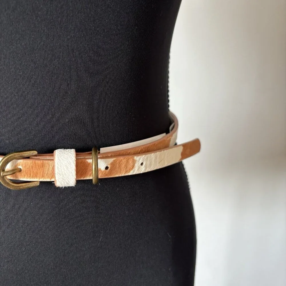 AMERICAN EAGLE Women’s Belt XS Leather Cow Print Dyed Calf Boho Western Festival